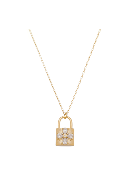 COLAR COM PINGENTE DE CADEADO COM ZIRCONIAS CO230-O COLAR COM PINGENTE DE CADEADO COM ZIRCONIAS CO230-O