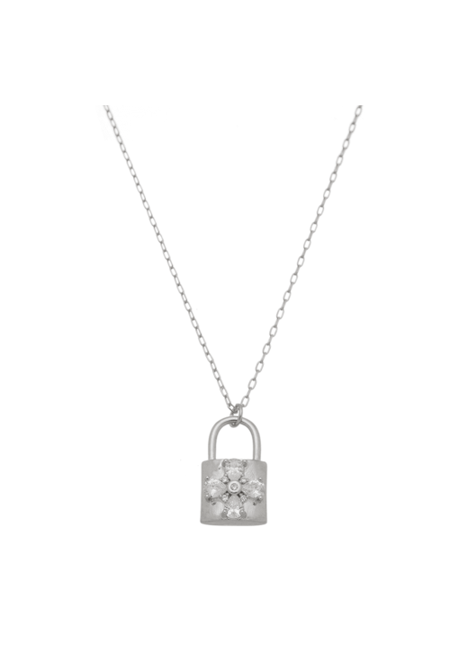 COLAR COM PINGENTE DE CADEADO COM ZIRCONIAS CO230-R COLAR COM PINGENTE DE CADEADO COM ZIRCONIAS CO230-R