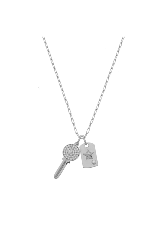 COLAR COM PINGENTE DE CHAVE CRAVEJADA E PLACA CO173-R COLAR COM PINGENTE DE CHAVE CRAVEJADA E PLACA CO173-R