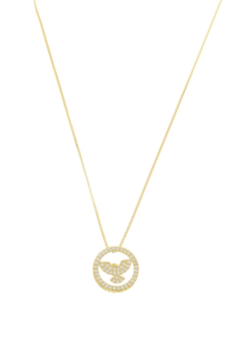 COLAR COM PINGENTE DE ESPÍRITO SANTO CRAVEJADO NO OURO CO699-O COLAR COM PINGENTE DE ESPÍRITO SANTO CRAVEJADO NO OURO CO699-O