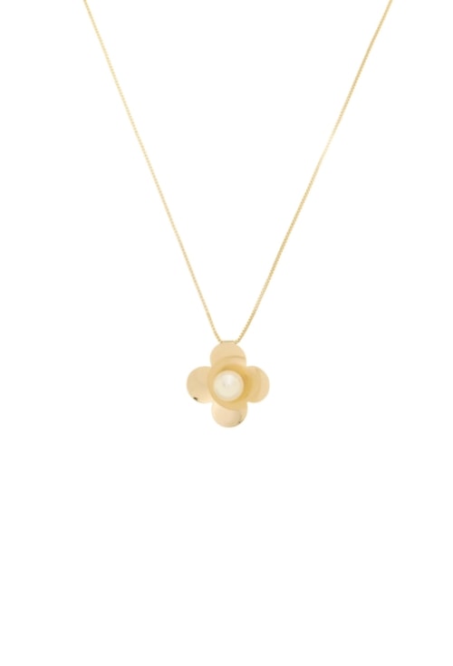COLAR COM PINGENTE DE FLOR COM PÉROLA NO OURO CO709-O COLAR COM PINGENTE DE FLOR COM PÉROLA NO OURO CO709-O