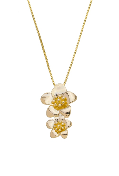 COLAR COM PINGENTE DE FLORES NO OURO CO553-O