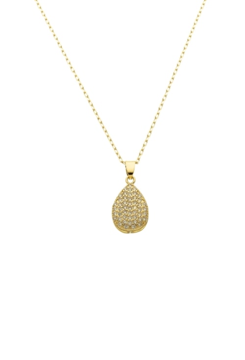 COLAR COM PINGENTE DE GOTA CRAVEJADA NO OURO CO666-O COLAR COM PINGENTE DE GOTA CRAVEJADA NO OURO CO666-O