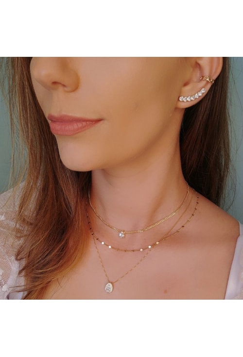 COLAR COM PINGENTE DE GOTA CRISTAL CRAVEJADA CO104-O