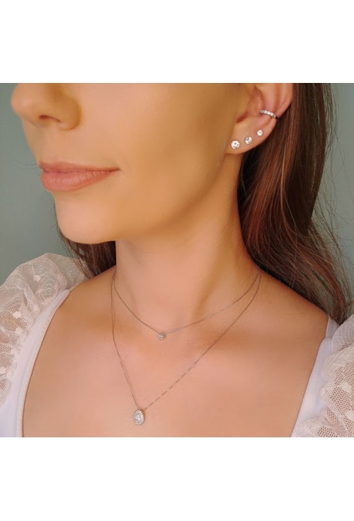 COLAR COM PINGENTE DE GOTA CRISTAL CRAVEJADA CO104-R