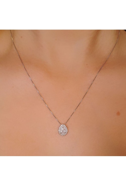 COLAR COM PINGENTE DE GOTA CRISTAL CRAVEJADA CO104-R COLAR COM PINGENTE DE GOTA CRISTAL CRAVEJADA CO104-R