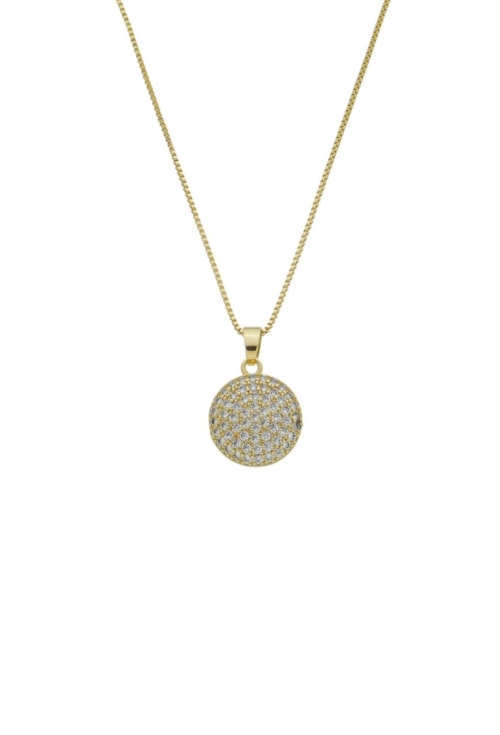 COLAR COM PINGENTE DE MEDALHA CRAVEJADA CO602-O COLAR COM PINGENTE DE MEDALHA CRAVEJADA CO602-O