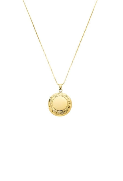 COLAR COM PINGENTE DE RELICÁRIO REDONDO NO OURO CO667-O COLAR COM PINGENTE DE RELICÁRIO REDONDO NO OURO CO667-O
