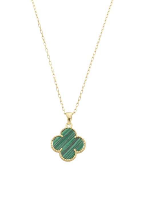 COLAR COM PINGENTE DE TREVO MALAQUITA NO OURO CO628-O COLAR COM PINGENTE DE TREVO MALAQUITA NO OURO CO628-O