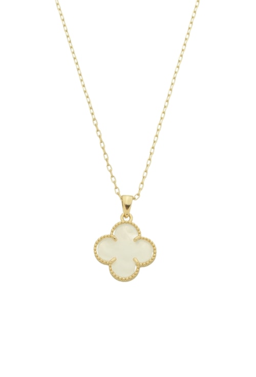 COLAR COM PINGENTE DE TREVO PEROLADO NO OURO CO628-O COLAR COM PINGENTE DE TREVO PEROLADO NO OURO CO628-O