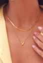 COLAR COM PINGENTE EM V EM AÇO INOX DOURADO CO849-AD