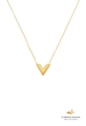 COLAR COM PINGENTE EM V EM AÇO INOX DOURADO CO849-AD