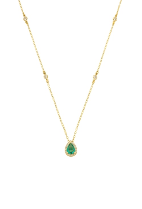 COLAR COM PINGENTE GOTA TURMALINA CRAVEJADA CO802-O