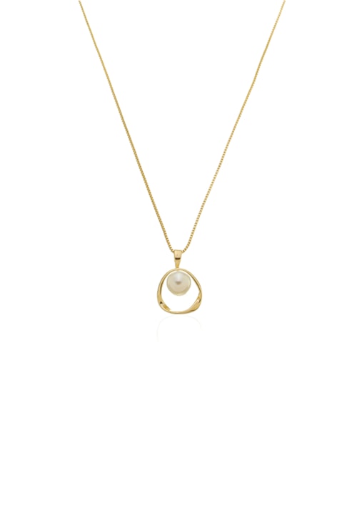 COLAR COM PINGENTE ORGÂNICO DE PÉROLA NO OURO CO729-O COLAR COM PINGENTE ORGÂNICO DE PÉROLA NO OURO CO729-O