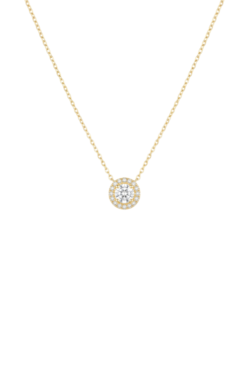 COLAR COM PINGENTE REDONDO E PEDRA CRISTAL BANHADO A OURO CO913-O