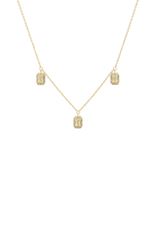 COLAR COM PINGENTES RETANGULARES CRAVEJADOS CITRINO BANHADO A OURO 18K CO910-O