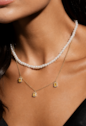 COLAR COM PINGENTES RETANGULARES CRAVEJADOS CITRINO BANHADO A OURO 18K CO910-O