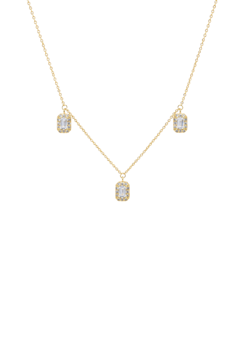 COLAR COM PINGENTES RETANGULARES CRAVEJADOS CRISTAL BANHADO A OURO 18K CO910-O