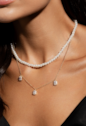 COLAR COM PINGENTES RETANGULARES CRAVEJADOS CRISTAL BANHADO A OURO 18K CO910-O