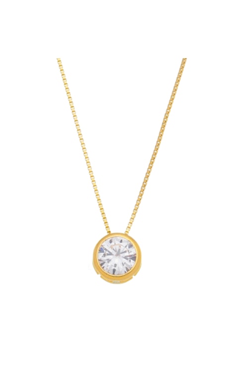 COLAR COM PONTO DE LUZ ZIRCÔNIA CRISTAL NO OURO CO208-O COLAR COM PONTO DE LUZ ZIRCÔNIA CRISTAL NO OURO CO208-O