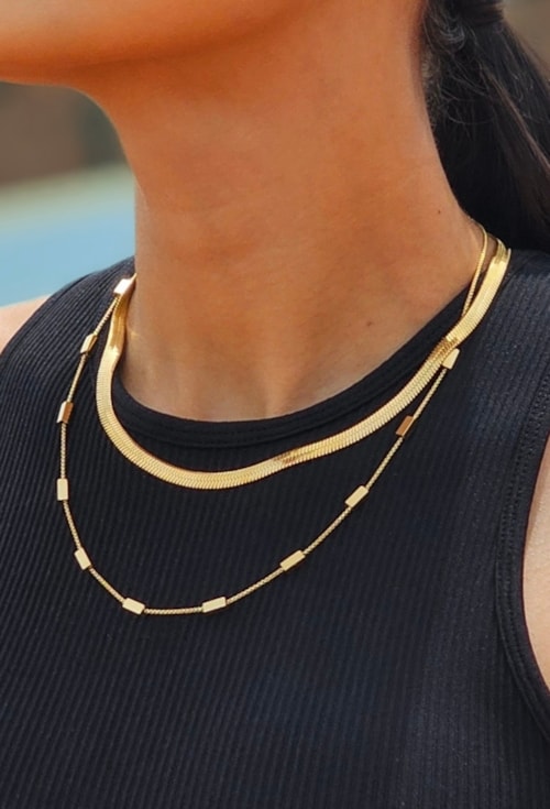 COLAR COM TUBINHOS AÇO INOX DOURADO CO818-AD