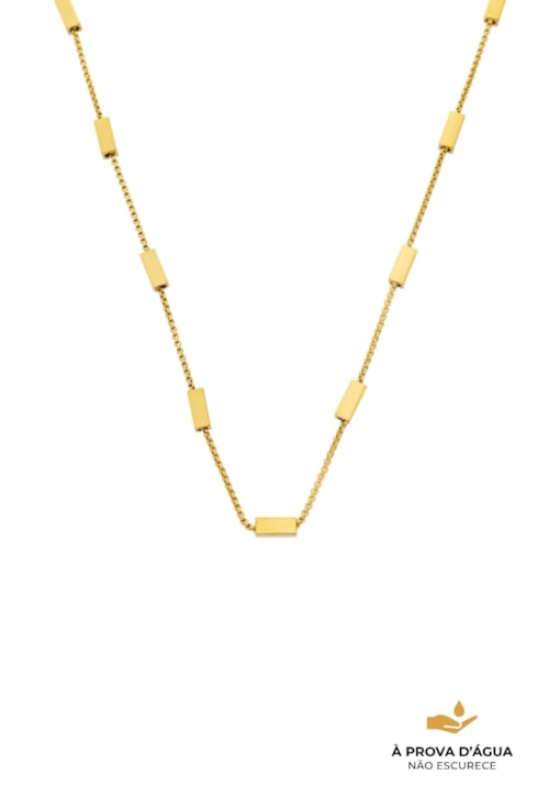 COLAR COM TUBINHOS AÇO INOX DOURADO CO818-AD