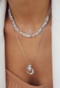 COLAR COM ZIRCÔNIA E CORRENTE CADEADO EM BANHO DE RÓDIO CO854-R