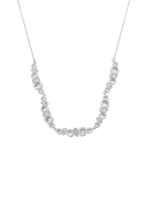 COLAR COM ZIRCÔNIA E CORRENTE CADEADO NO RÓDIO CO854-R