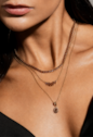COLAR COM ZIRCÔNIA GOTA E NAVETE CHOCOLATE BANHADO A OURO 18K CO907-O