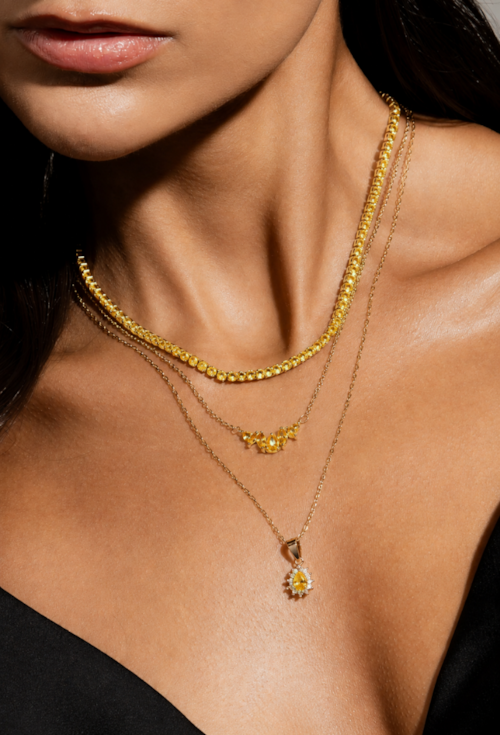 COLAR COM ZIRCÔNIA GOTA E NAVETE LEMON BANHADO A OURO 18K CO907-O