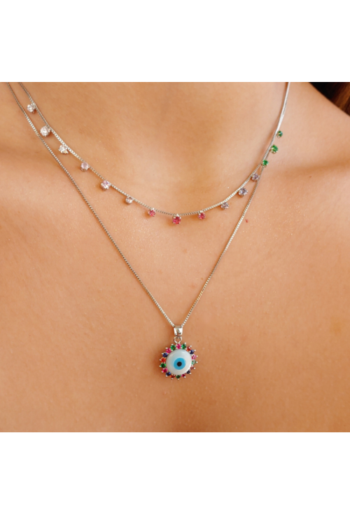 COLAR COM ZIRCÔNIAS COLORS CRAVEJADAS CO349-R