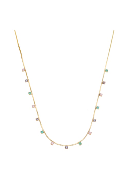 COLAR COM ZIRCÔNIAS COLORS NO OURO CO346-O