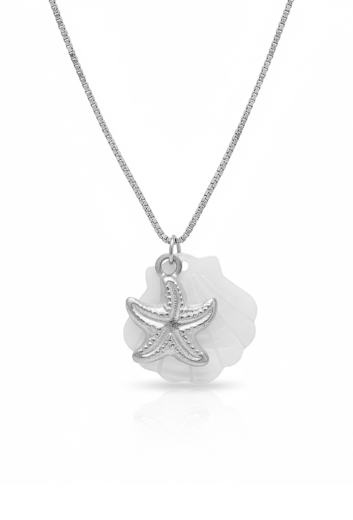 COLAR CONCHA MADREPEROLA COM ESTRELA DO MAR CO822-A