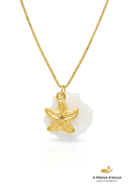 COLAR CONCHA MADREPEROLA COM ESTRELA DO MAR CO822-AD