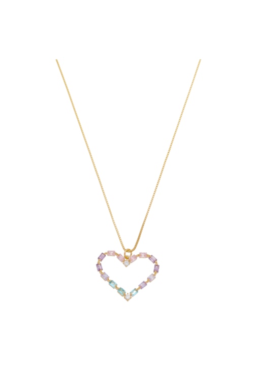 COLAR CORAÇÃO COM CRISTAIS COLORS NO OURO CO318-O