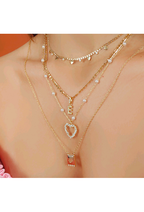 COLAR CORAÇÃO COM ZIRCÔNIAS CRISTAL E PÉROLAS CO368-O