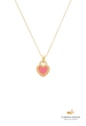 COLAR CORAÇÃO ESMALTADO PINK EM AÇO INOX DOURADO CO835-AD