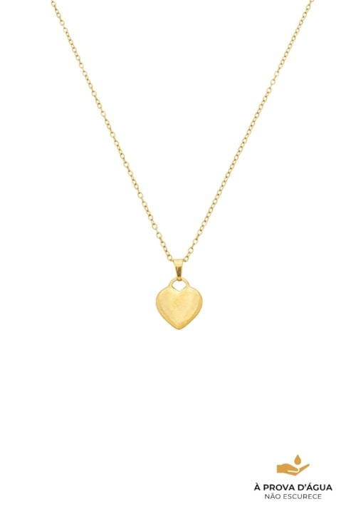 COLAR CORAÇÃO LISO AÇO DOURADO CO834-AD