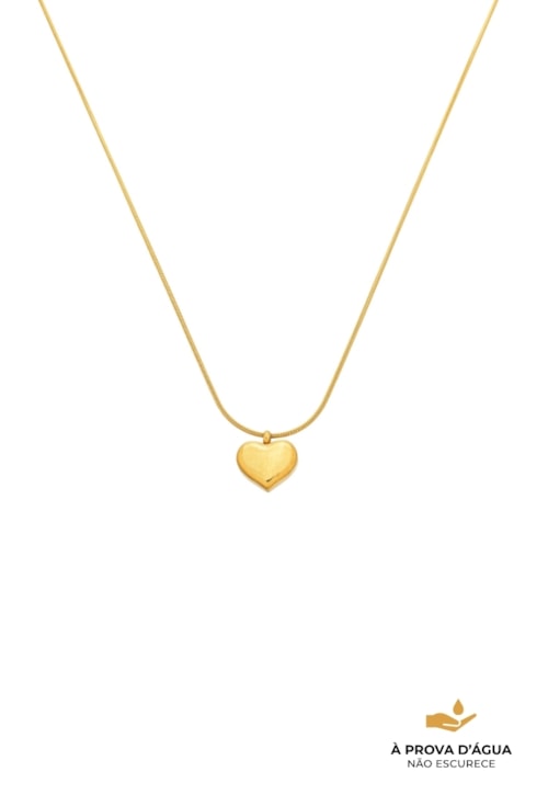 COLAR CORAÇÃO RABO DE RATO DOURADO CO846-AD