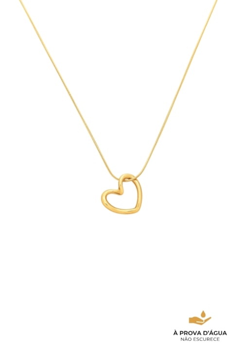 COLAR CORAÇÃO TORCIDO EM AÇO INOX DOURADO CO825-AD