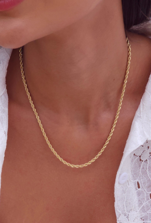 COLAR CORDÃO BAIANO TORCIDO FIO MÉDIO DOURADO CO812-AD
