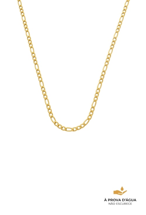 COLAR CORRENTE ELO FINO 70CM AÇO INOX DOURADO CO677-AD