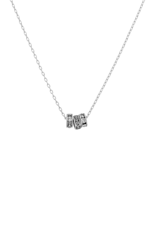 COLAR CORRENTE MINI INSPIRAÇÃO COM PINGENTE TRIPLO CRAVEJADO BANHADO RÓDIO CO856-R