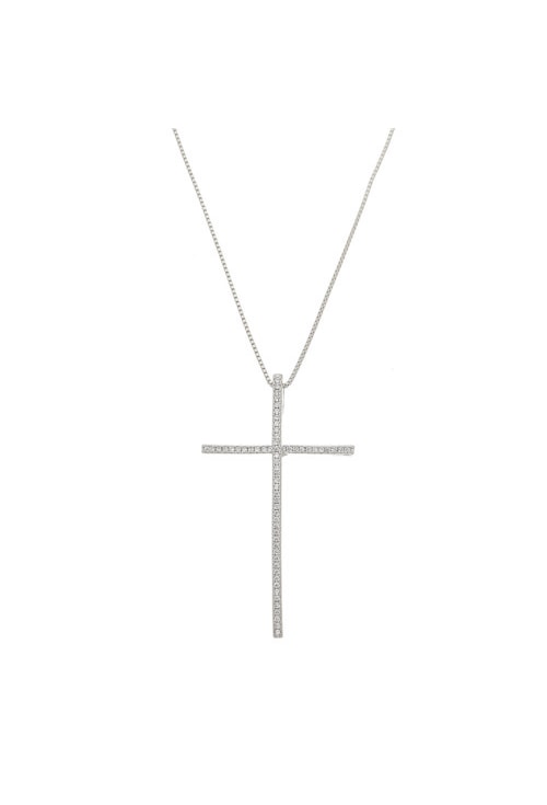 COLAR CRUCIFIXO PALITO CRAVEJADO NO RÓDIO PG008