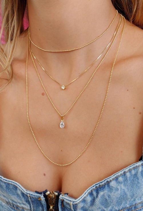 COLAR DE BOLINHAS E GOTA CRISTAL CO460-O