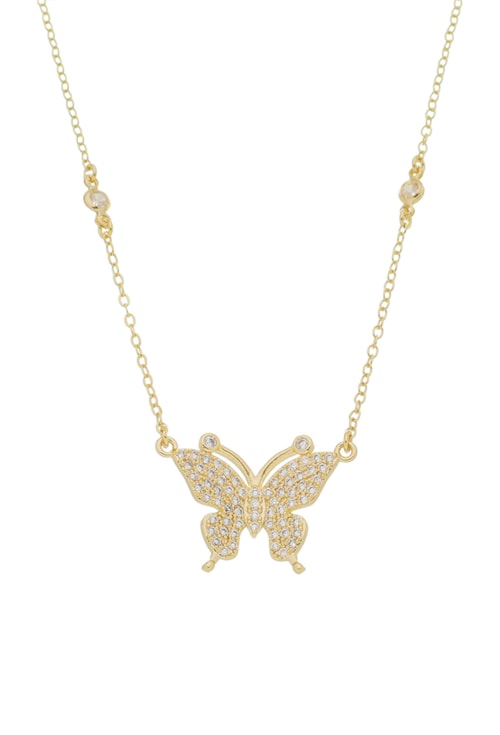 COLAR DE BORBOLETA CRAVEJADA COM PONTOS DE LUZ CO542-O COLAR DE BORBOLETA CRAVEJADA COM PONTOS DE LUZ CO542-O
