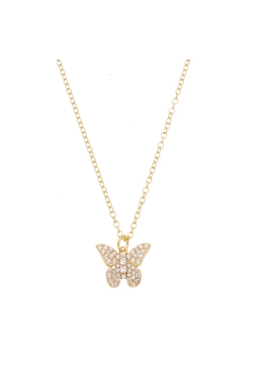 COLAR DE BORBOLETA CRAVEJADA NO OURO CO353-O