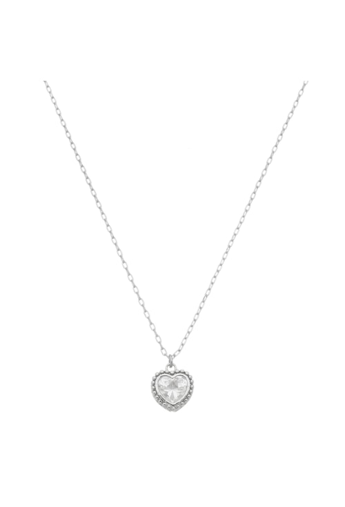 COLAR DE CORAÇÃO COM ZIRCÔNIA CRISTAL NO RÓDIO CO242-R