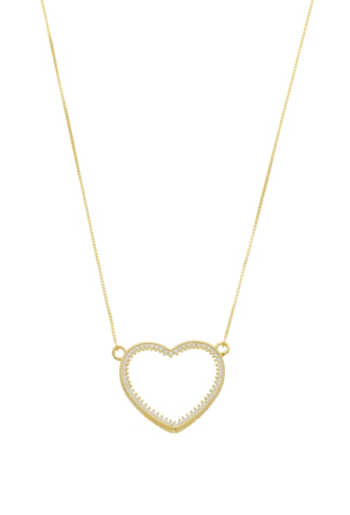 COLAR DE CORAÇÃO CRAVEJADO E LATERAL COM A PALVARA ¨LOVE¨ CO698-O COLAR DE CORAÇÃO CRAVEJADO E LATERAL COM A PALVARA ¨LOVE¨ CO698-O