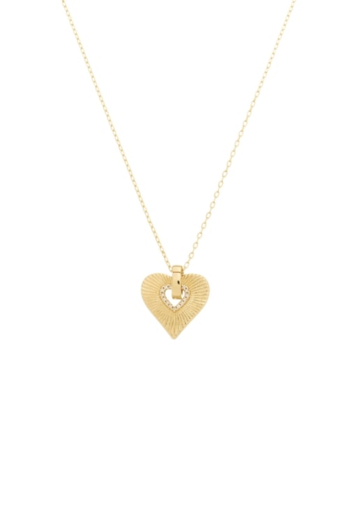 COLAR DE CORAÇÃO TEXTURIZADO CRAVEJADO NO OURO CO714-O COLAR DE CORAÇÃO TEXTURIZADO CRAVEJADO NO OURO CO714-O